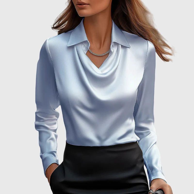 Sylvie | Lüks parlaklığa sahip, pile yakalı bluz
