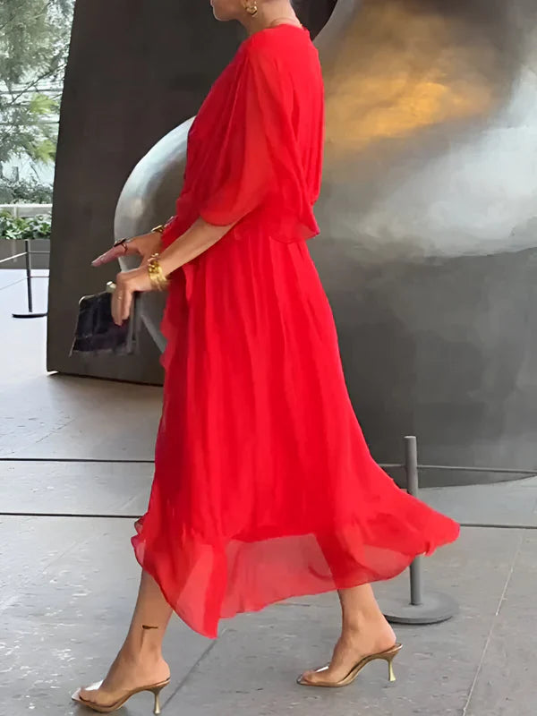 Monica | V Yaka Şifon Elbise
