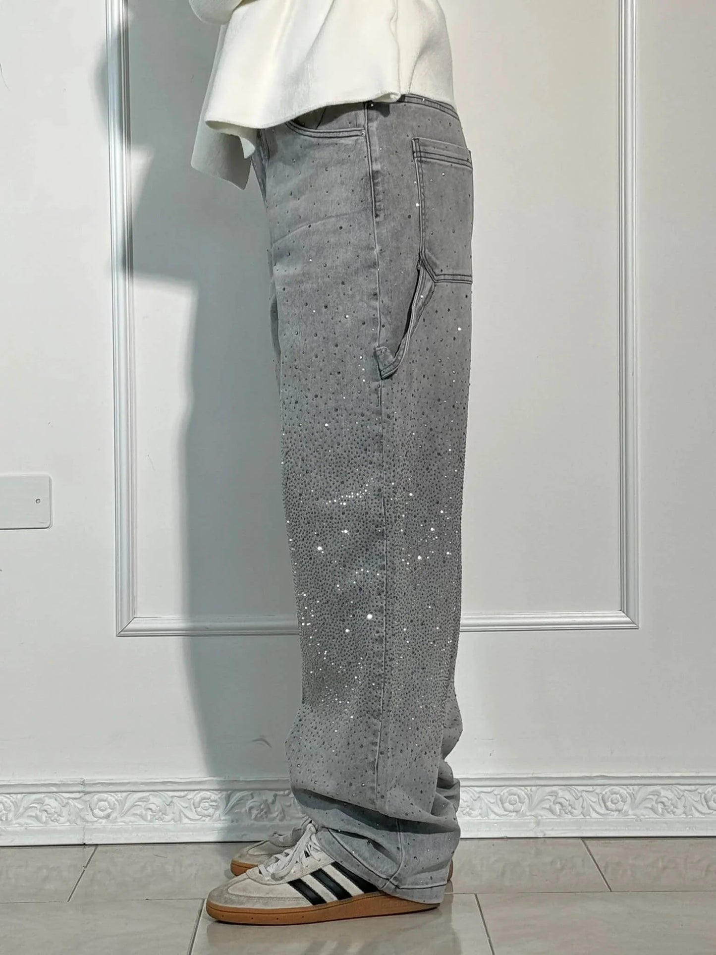 Balon Kesim Karpenter Parlak Denim Jean
