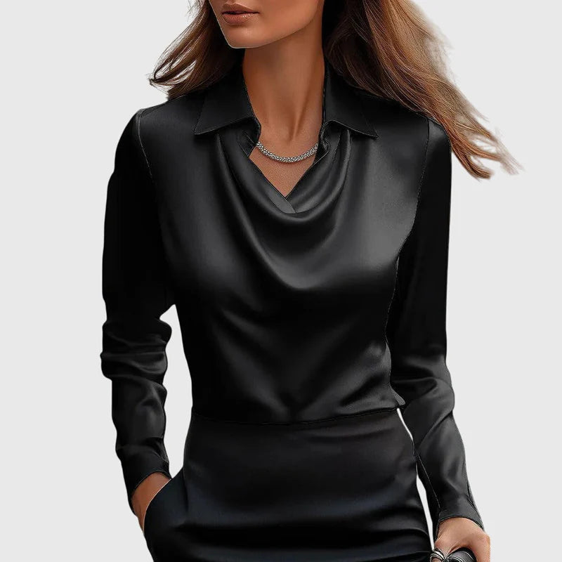 Sylvie | Lüks parlaklığa sahip, pile yakalı bluz