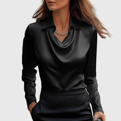 Sylvie | Lüks parlaklığa sahip, pile yakalı bluz