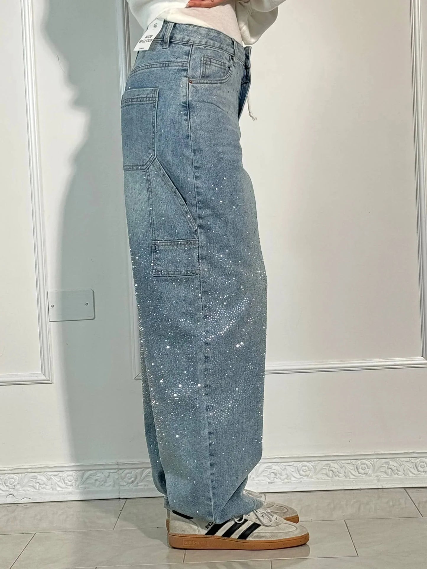 Balon Kesim Karpenter Parlak Denim Jean