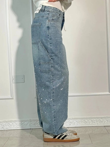 Balon Kesim Karpenter Parlak Denim Jean