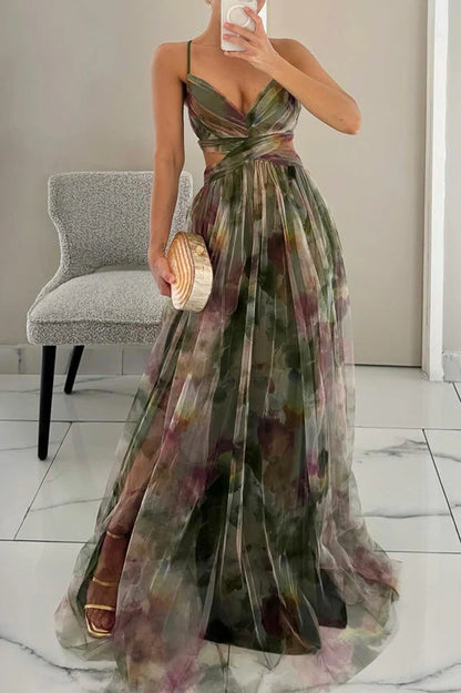 Carola - Çiçek desenli büyüleyici maksi elbise